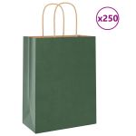 Pungi de hârtie 250 buc cu mânere verde 21x11x28 cm GartenMobel Dekor