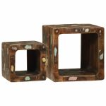 Unitate TV cu raft 2 pcs Multicolour Lemn masiv reciclat GartenMobel Dekor