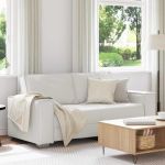 Canapea Loveseat 140 cm cu pernă Alb Piele artificială GartenMobel Dekor