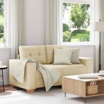 Canapea pentru două persoane cu pernă Crem țesătură GartenMobel Dekor