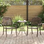 Scaun pentru Grădină 2 pcs Bronz 55 x 56.5 x 91cm Aluminiu GartenMobel Dekor