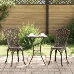 Scaun pentru Grădină 2 pcs Bronz 55 x 56.5 x 91cm Aluminiu GartenMobel Dekor