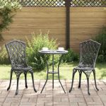 Scaun pentru Grădină 2 pcs Negru 55 x 56.5 x 91cm Aluminiu GartenMobel Dekor