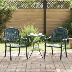 Scaun pentru Grădină 2 pcs Verde 55 x 56.5 x 91cm Aluminiu GartenMobel Dekor