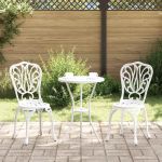 Set Bistro de Grădină 3 pcs Alb Aluminiu GartenMobel Dekor