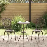 Set Bistro de Grădină 3 pcs Bronz Aluminiu GartenMobel Dekor