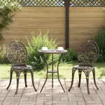 Set Bistro de Grădină 3 pcs Bronz Aluminiu GartenMobel Dekor