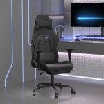 Scaun de gaming cu suport picioare, negru, piele ecologică GartenMobel Dekor