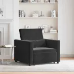 Sofa Pat Unilaterala cu roți Negru 90 x 165 x 87 cm Catifea GartenMobel Dekor