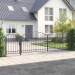 Poartă pentru Gard cu Vârf Arcuit Gri 500 x 100 cm Oțel GartenMobel Dekor