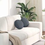 Perne de Șezut 2 pcs Gri închis Ø 40 x 13 cm Catifea GartenMobel Dekor