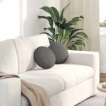 Perne de Șezut 2 pcs Gri deschis Ø 30 cm Țesătură din corduroy GartenMobel Dekor