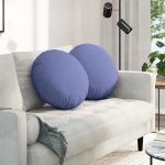 Perne de Șezut 2 pcs Albastru Jeans Ø50 x 19 cm țesătură GartenMobel Dekor