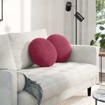 Perne de Șezut 2 pcs Roșu Vin Ø 40 x 13 cm Catifea GartenMobel Dekor