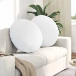 Perne de Șezut 2 pcs Alb Ø60 x 21 cm țesătură GartenMobel Dekor