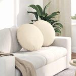 Perne de Șezut 2 pcs Crem Ø 50 cm Țesătură din corduroy GartenMobel Dekor