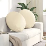 Perne de Șezut 2 pcs Crem Ø 60 cm Țesătură din corduroy GartenMobel Dekor
