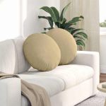 Perne de Șezut 2 pcs Gri Verde Ø 50 cm Țesătură din corduroy GartenMobel Dekor