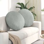 Perne de Șezut 2 pcs Gri deschis Ø 40 x 13 cm Catifea GartenMobel Dekor