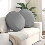 Perne de Șezut 2 pcs Gri nori Ø60 x 21 cm țesătură GartenMobel Dekor