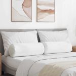 Perne Bolster 2 pcs Alb Ø 25 x 70 cm țesătură GartenMobel Dekor