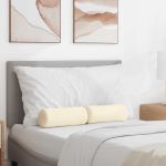 Perne Bolster 2 pcs Crem Ø 15 x 40 cm Țesătură din corduroy GartenMobel Dekor