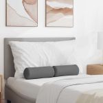 Perne Bolster 2 pcs Gri închis Ø 15 x 40 cm țesătură GartenMobel Dekor