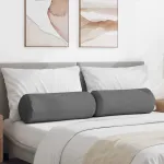 Perne Bolster 2 pcs Gri închis Ø 25 x 70 cm țesătură GartenMobel Dekor