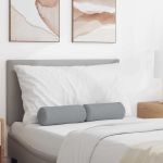 Perne Bolster 2 pcs Gri deschis Ø 15 x 40 cm țesătură GartenMobel Dekor