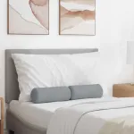 Perne Bolster 2 pcs Gri deschis Ø 15 x 40 cm țesătură GartenMobel Dekor