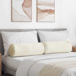 Perne Bolster 2 pcs Crem Ø 25 x 70 cm Țesătură din corduroy GartenMobel Dekor