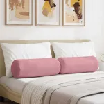 Perne Bolster 2 pcs Roz Ø 25 x 70 cm Țesătură din corduroy GartenMobel Dekor