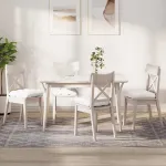 Perne de Șezut 4 pcs Alb 45 x 45 x 12 cm țesătură GartenMobel Dekor