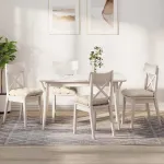 Perne de Șezut 4 pcs Crem 45 x 45 cm Țesătură din corduroy GartenMobel Dekor