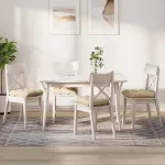 Perne de Șezut 4 pcs Crem 45 x 45 cm Țesătură din microfibră GartenMobel Dekor