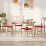 Perne de Șezut 4 pcs Roșu 40 x 40 x 3 cm țesătură GartenMobel Dekor