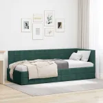 Cadru de pat colțar Verde închis 80 x 200 cm Catifea GartenMobel Dekor