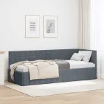 Cadru de pat colțar cu headboard Gri închis 80 x 200 cm Catifea GartenMobel Dekor