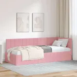 Cadru de pat colțar cu headboard Roz 80 x 200 cm Catifea GartenMobel Dekor