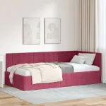 Cadru de pat colțar cu headboard bordo 100 x 200 cm Catifea GartenMobel Dekor