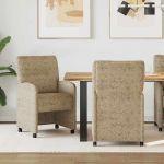 Scaune de dining cu roți 2 pcs Gri deschis 57 x 67 x 95 cm GartenMobel Dekor