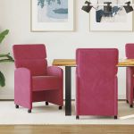 Scaune de dining cu roți 2 pcs bordo 58 x 65 x 98 cm Catifea GartenMobel Dekor