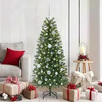 Set de Globuri de Crăciun cu 150 LED 61 pcs Argintiu Plastic GartenMobel Dekor