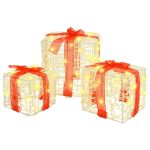Cutie cadou cu 60 LED 3 pcs Alb cald 20 x 20 x 20 cm Acril GartenMobel Dekor
