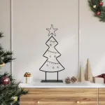 Pom de Crăciun din metal cu suport Negru 60 cm Oțel GartenMobel Dekor