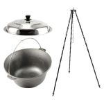Set ceaun fonta cu capac inox si trepied metalic, 10.8 L, Premium GartenVIP DiyLine