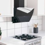 Hotă de perete negru 60 cm oțel și sticlă securizată GartenMobel Dekor