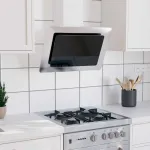 Hotă perete argintiu 60 cm oțel inoxidabil & sticlă securizată GartenMobel Dekor