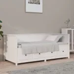 Pat de zi fără saltea, alb, 90x190 cm, lemn masiv pin GartenMobel Dekor