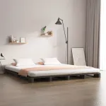 Pat din paleți, gri, 200x200 cm, lemn masiv de pin GartenMobel Dekor